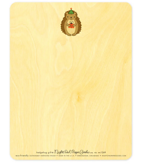 Hedgehog Gift Wooden Birthday Card