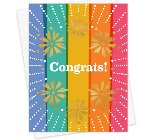 Bright Floral Congrats Card Foil Stamped
