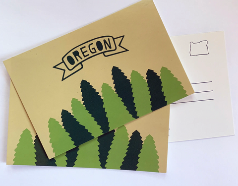 Oregon Evergreen Trees Postcard Souvenir