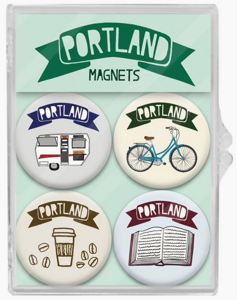 Bike and Book Portland Oregon Magnet Set