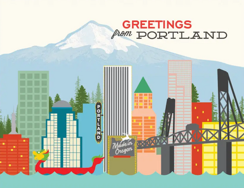 Greetings from Portland Skyline Card