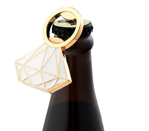Gold Flat Metal Diamond Ring Bottle Opener