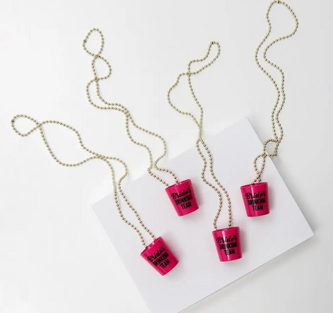 Hot Pink Beaded Necklace Shot Glass - Bride’s Drinking Crew