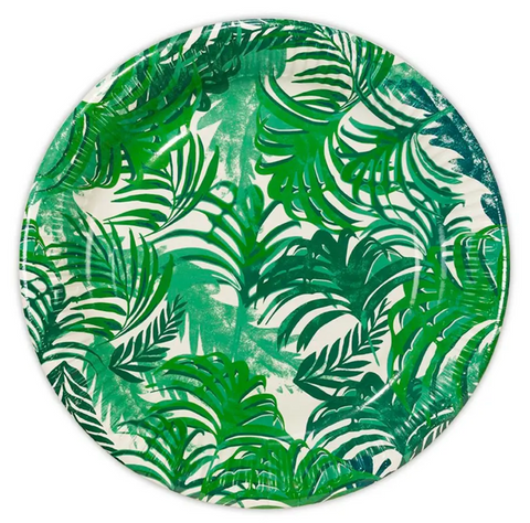 Tropical Leaves Round Paper Party Plates