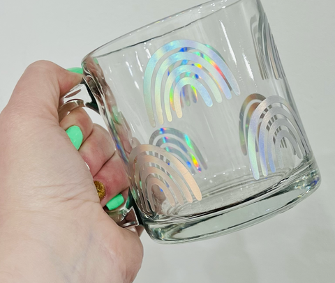Holo Rainbow Glass Mug