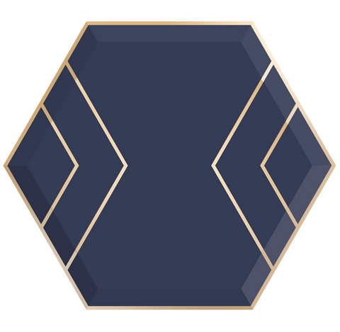 Navy & Gold Hexagon Paper Plates