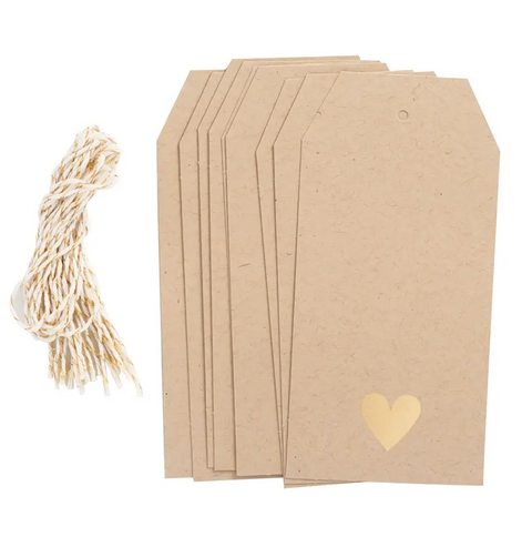 Gold Heart Foil Hang Tags S/10