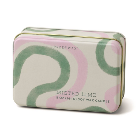 Pink & Green Squiggle Tin Candle