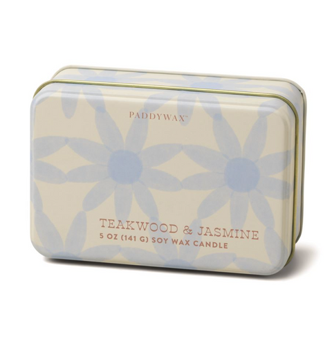 Ivory & Blue Flowers Tin Candle
