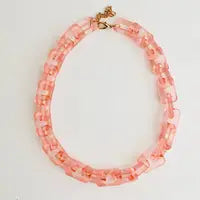 Clear Pink Chunky Chain Necklace