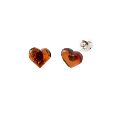 Amber Heart Stud Earrings